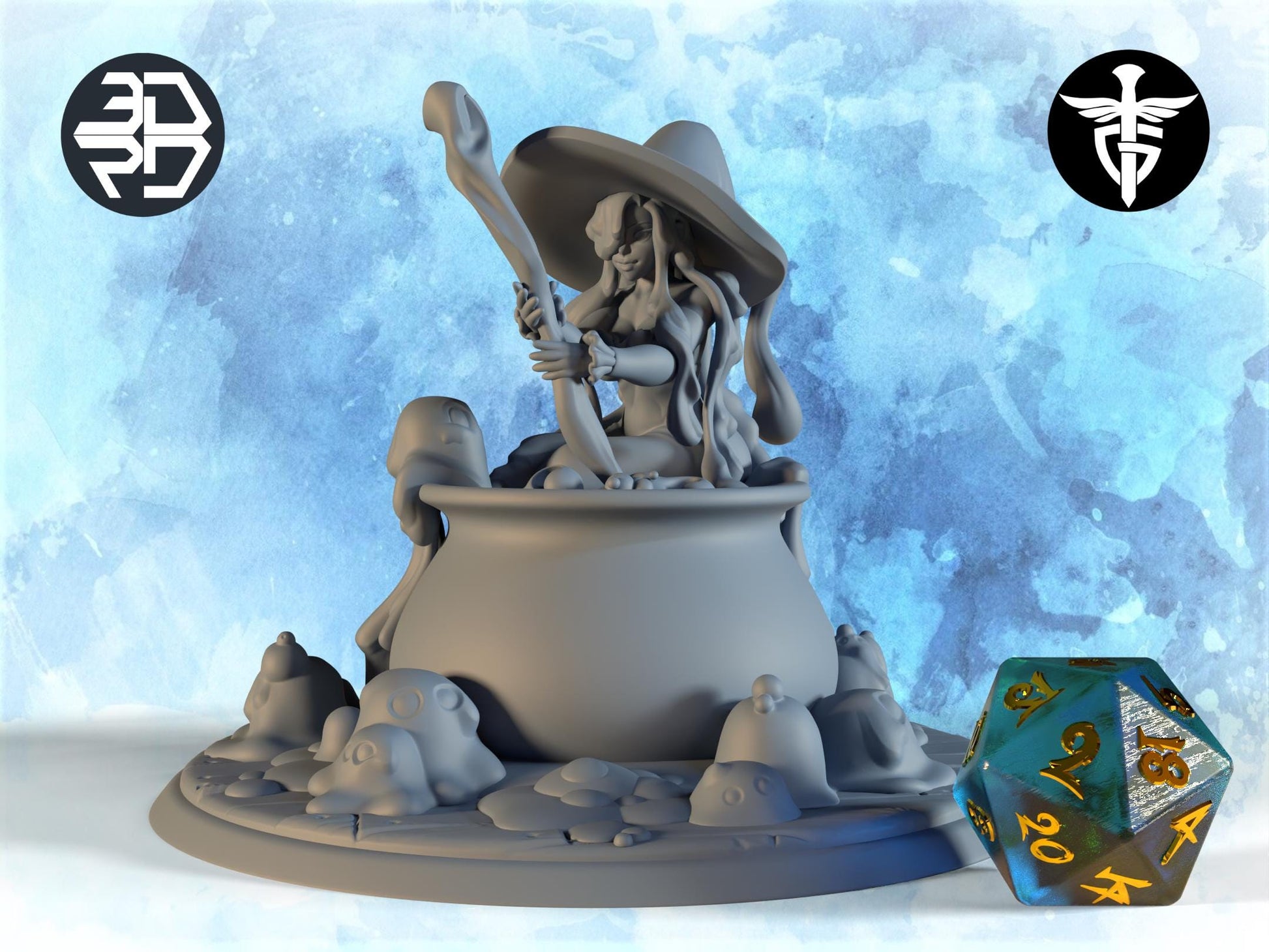 Slime Witch Miniature | Twin Goddess Miniatures | Tabletop RPG Miniature | Roleplaying 3D Printed Fantasy Mini - 3DPrintDen