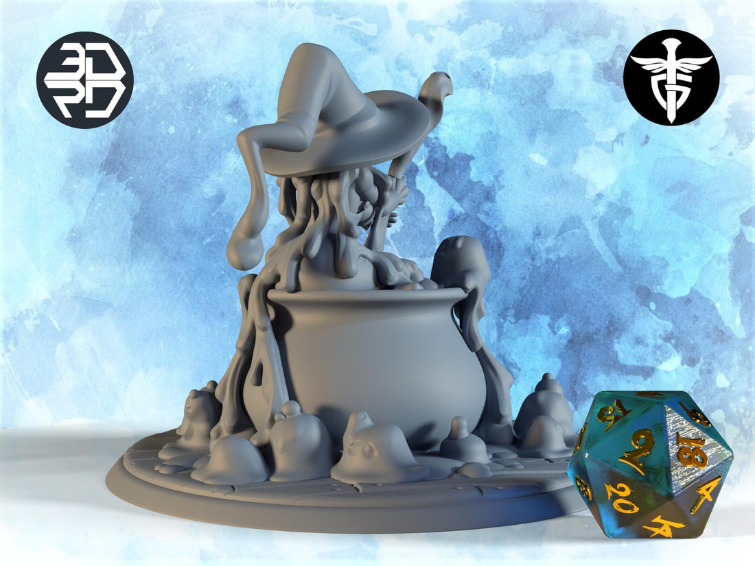Slime Witch Miniature | Twin Goddess Miniatures | Tabletop RPG Miniature | Roleplaying 3D Printed Fantasy Mini - 3DPrintDen