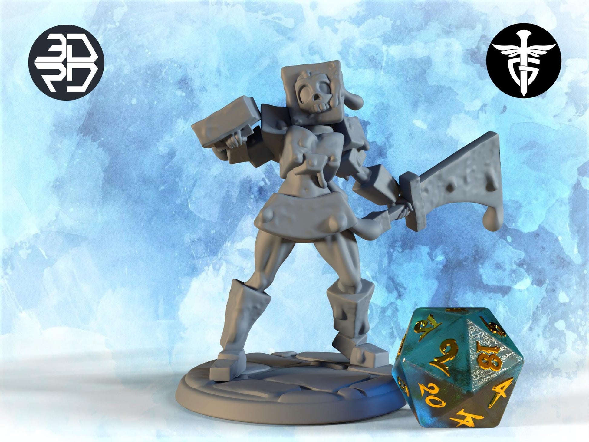 Gelatinous Cube Hunter Miniature | Twin Goddess Miniatures | Tabletop RPG Miniature | Roleplaying 3D Printed Fantasy Mini - 3DPrintDen