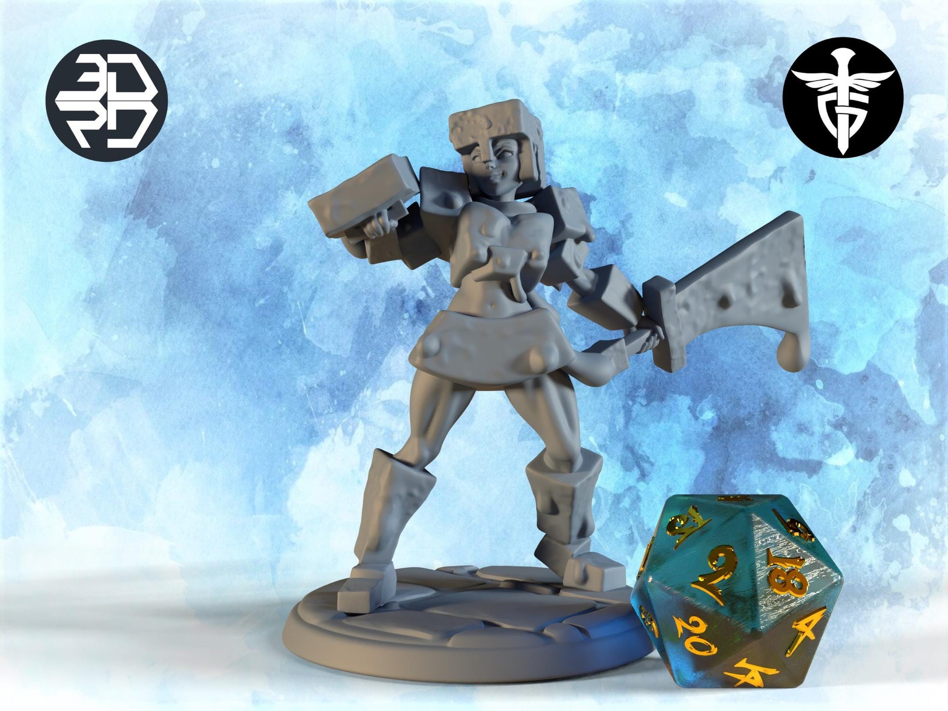 Gelatinous Cube Hunter Miniature | Twin Goddess Miniatures | Tabletop RPG Miniature | Roleplaying 3D Printed Fantasy Mini - 3DPrintDen