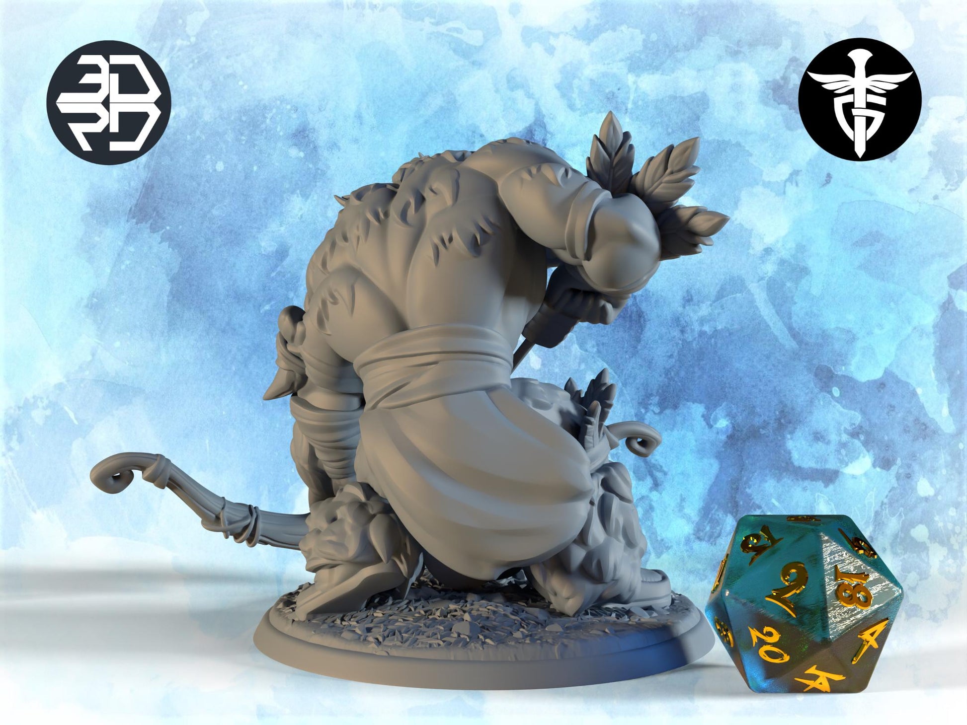 Owl Bear Hunter Miniature | Twin Goddess Miniatures | Tabletop RPG Miniature | Roleplaying 3D Printed Fantasy Mini - 3DPrintDen