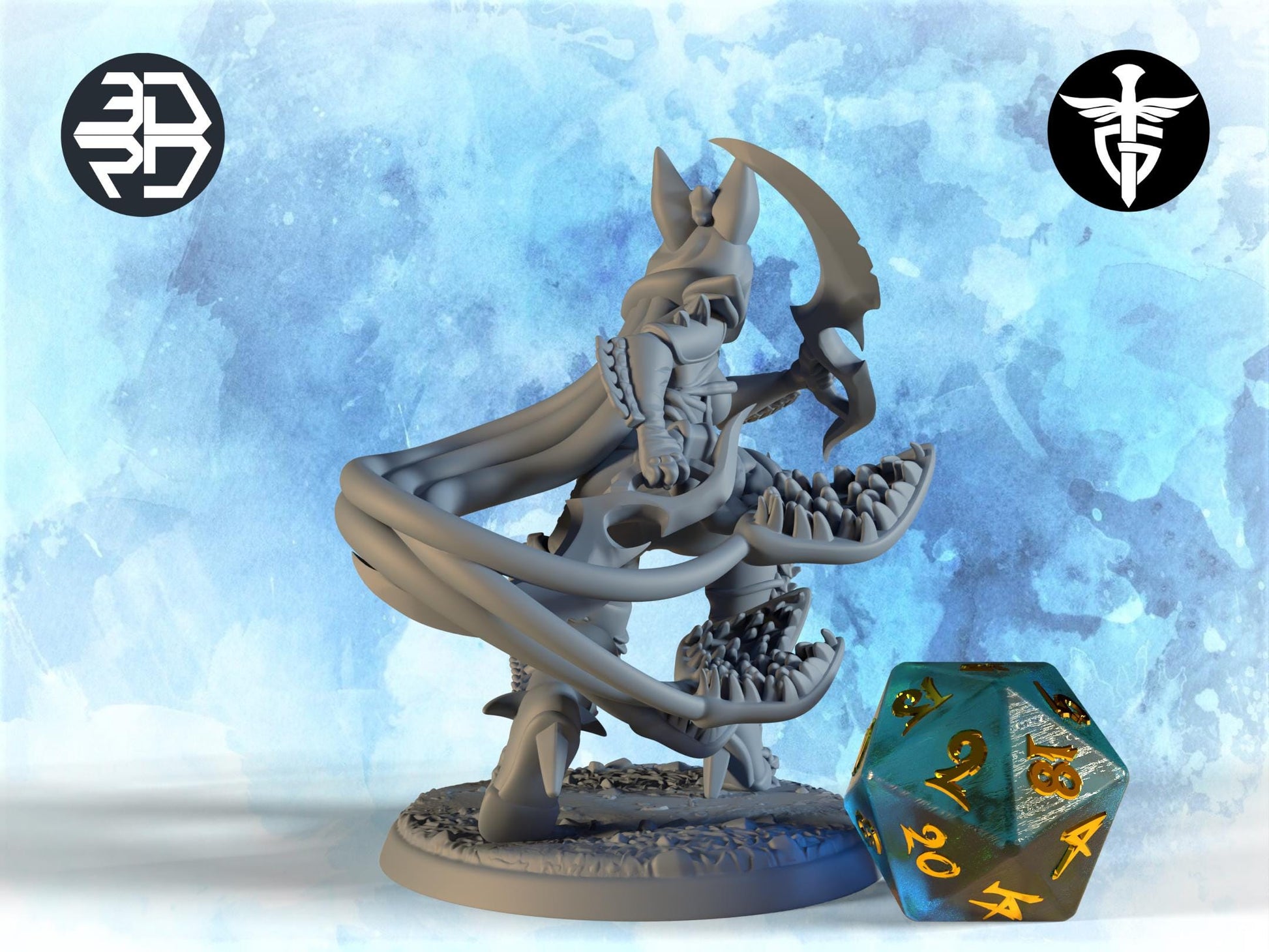 Female Displacer Hunter Miniature | Twin Goddess Miniatures | Tabletop RPG Miniature | Roleplaying 3D Printed Fantasy Mini - 3DPrintDen