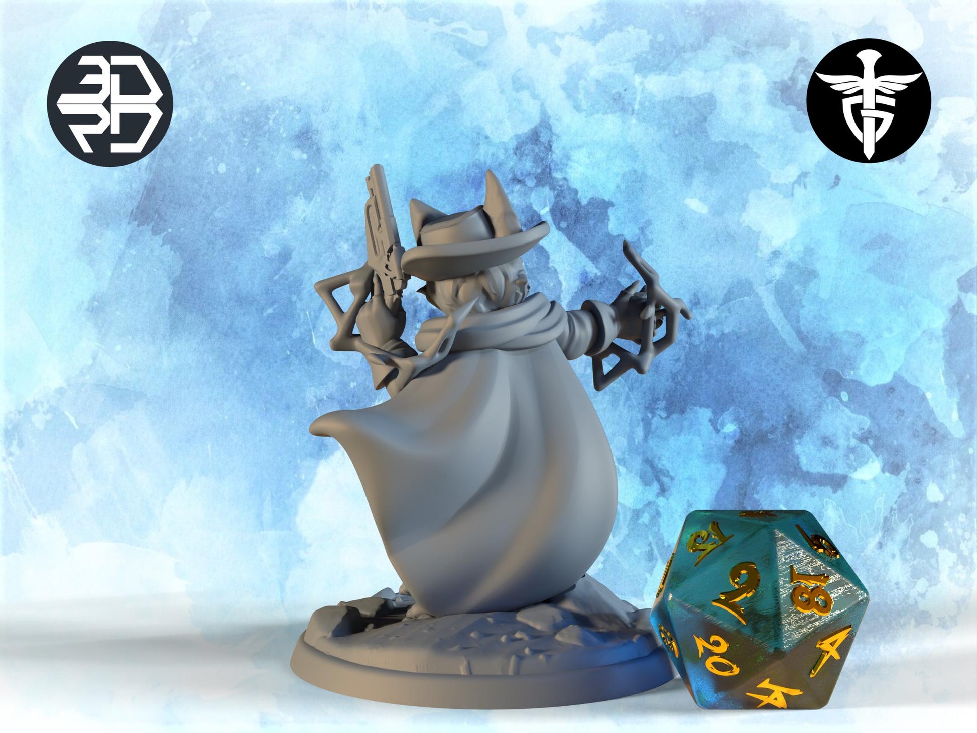 Foxgirl Deputy Miniature, Lucille | Twin Goddess Miniatures | Tabletop RPG Miniature | Roleplaying 3D Printed Fantasy Mini - 3DPrintDen