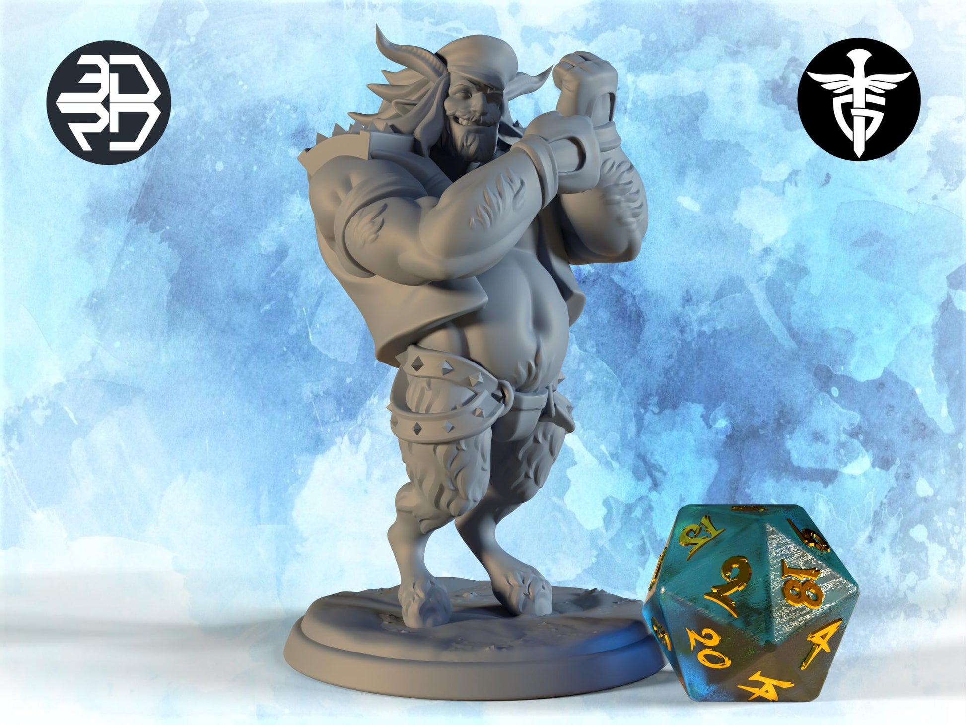 Satyr Cowboy Biker Miniature | Twin Goddess Miniatures | Tabletop RPG Miniature | Roleplaying 3D Printed Fantasy Mini - 3DPrintDen