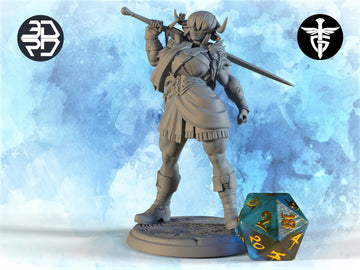 Female Minotaur Miniature, Maisie | Twin Goddess Miniatures | Tabletop RPG Miniature | Roleplaying 3D Printed Fantasy Mini - 3DPrintDen