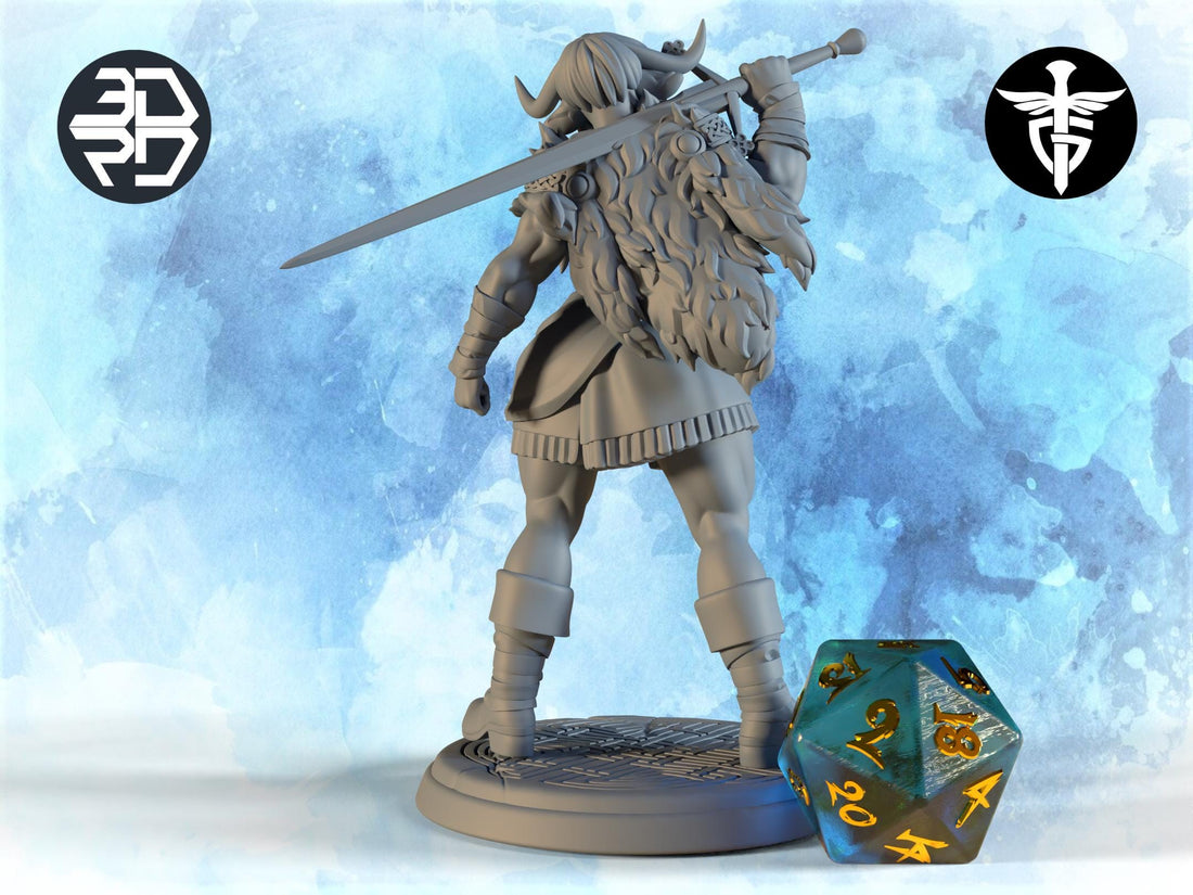 Female Minotaur Miniature, Maisie | Twin Goddess Miniatures | Tabletop RPG Miniature | Roleplaying 3D Printed Fantasy Mini - 3DPrintDen