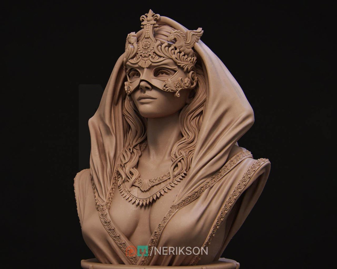 Three Fates Bust, Lachesis | Tabletop RPG Miniature | Nerikson | Roleplaying 3D Printed Fantasy Mini - 3DPrintDen