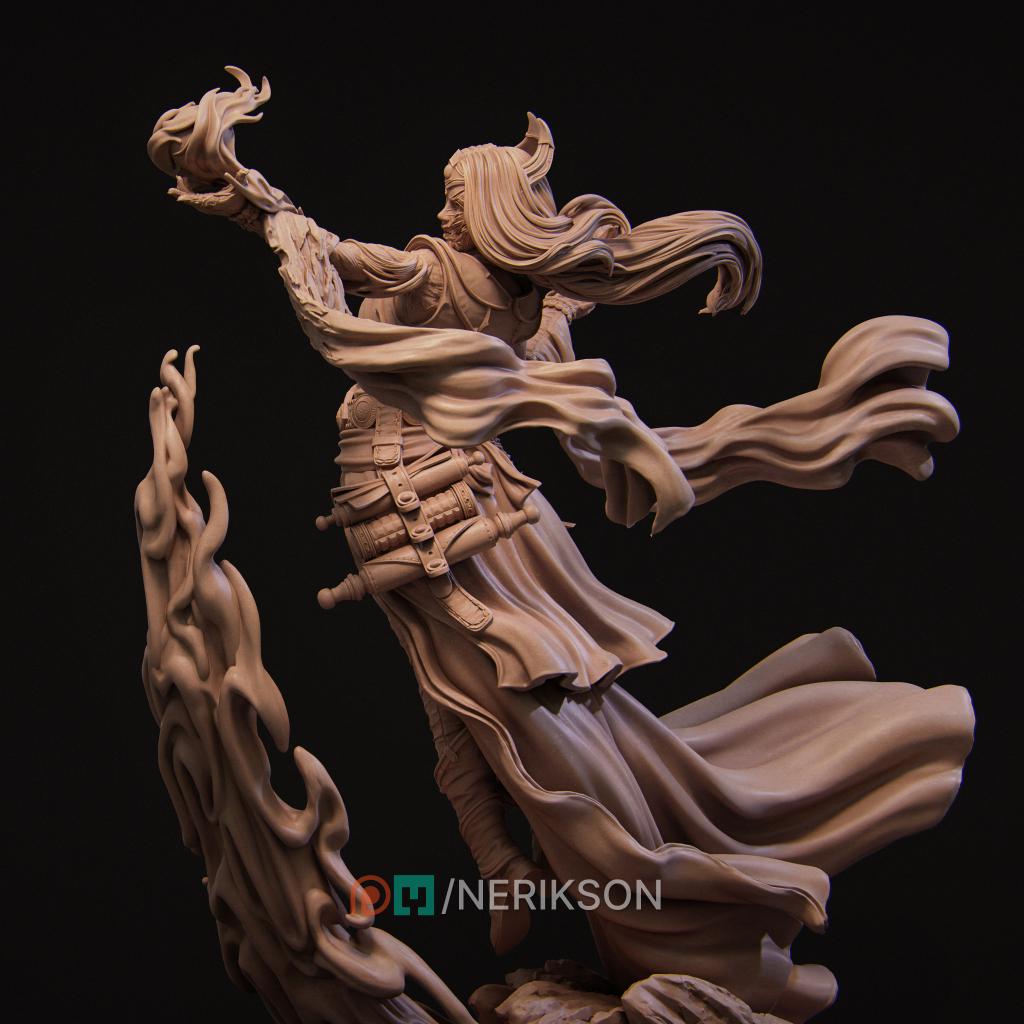 Female Wizard Miniature | Tabletop RPG Miniature | Nerikson | Roleplaying 3D Printed Fantasy Mini - 3DPrintDen