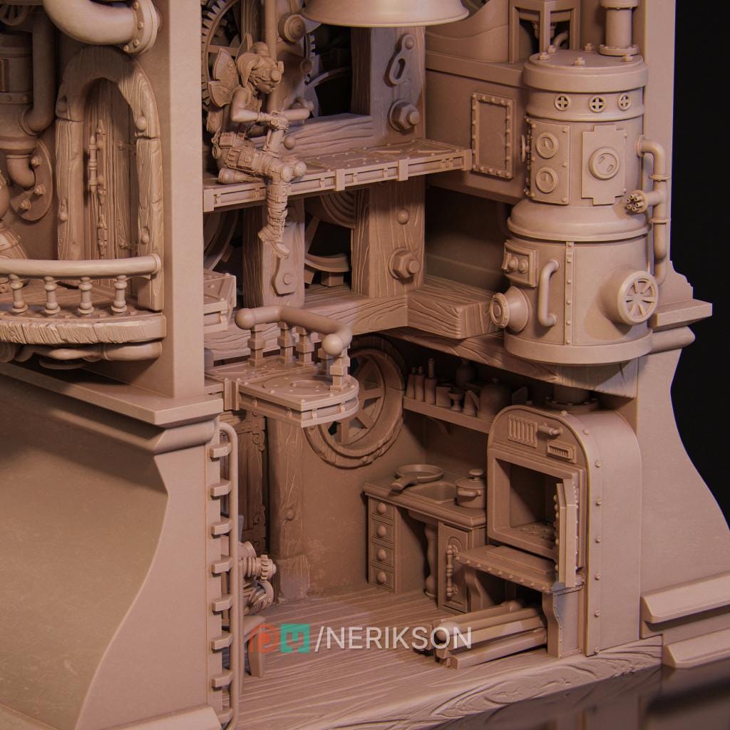 Tinkerer Fairy Diorama Miniature | Tabletop RPG Miniature | Nerikson | Roleplaying 3D Printed Fantasy Mini - 3DPrintDen