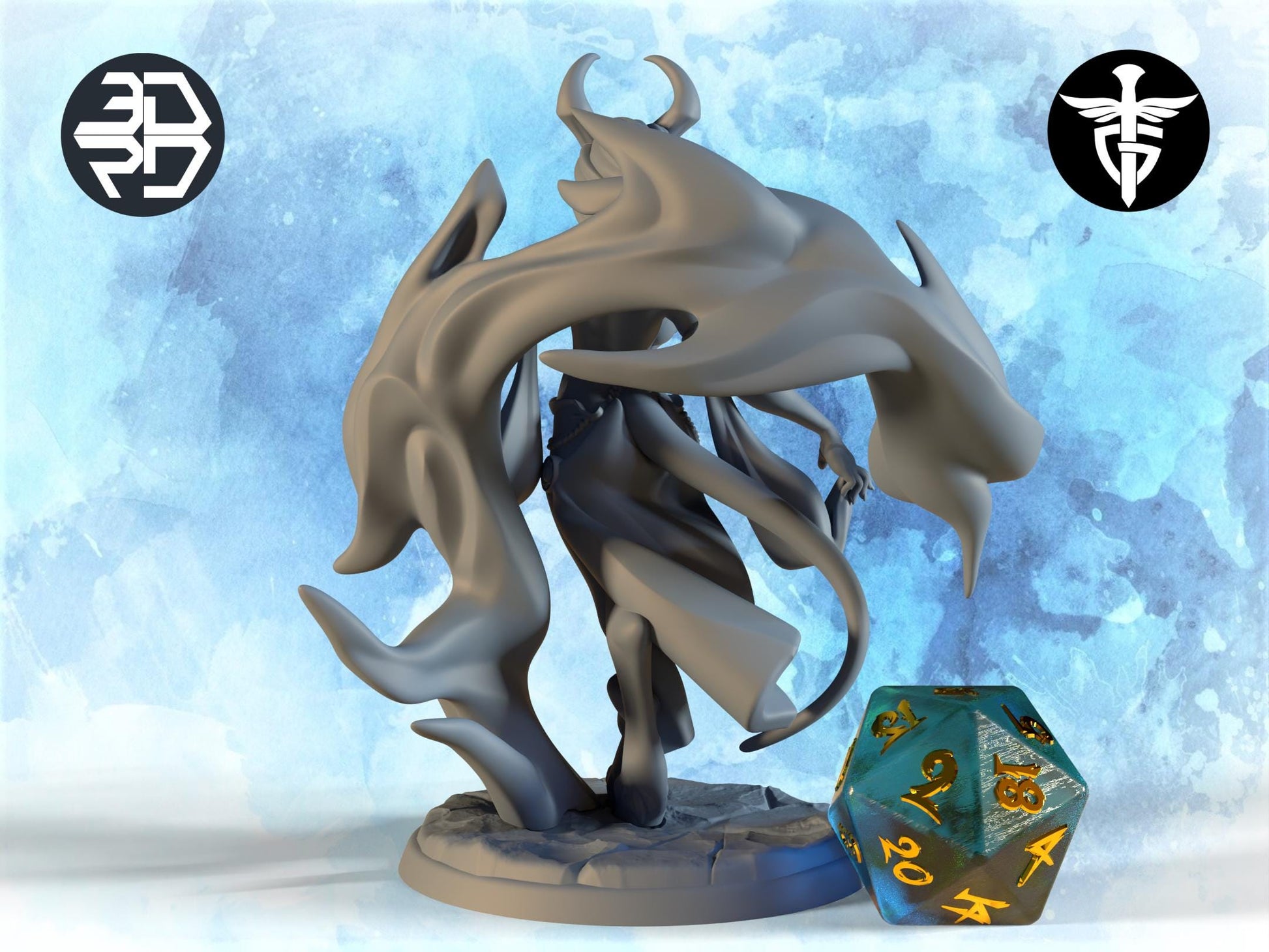 Female Demon Warlock Miniature, Alytress | Twin Goddess Miniatures | Tabletop RPG Miniature | Roleplaying 3D Printed Fantasy Mini - 3DPrintDen