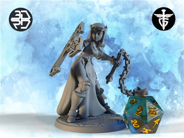 Tiefling Battle Nun Miniature | Twin Goddess Miniatures | Tabletop RPG Miniature | Roleplaying 3D Printed Fantasy Mini - 3DPrintDen