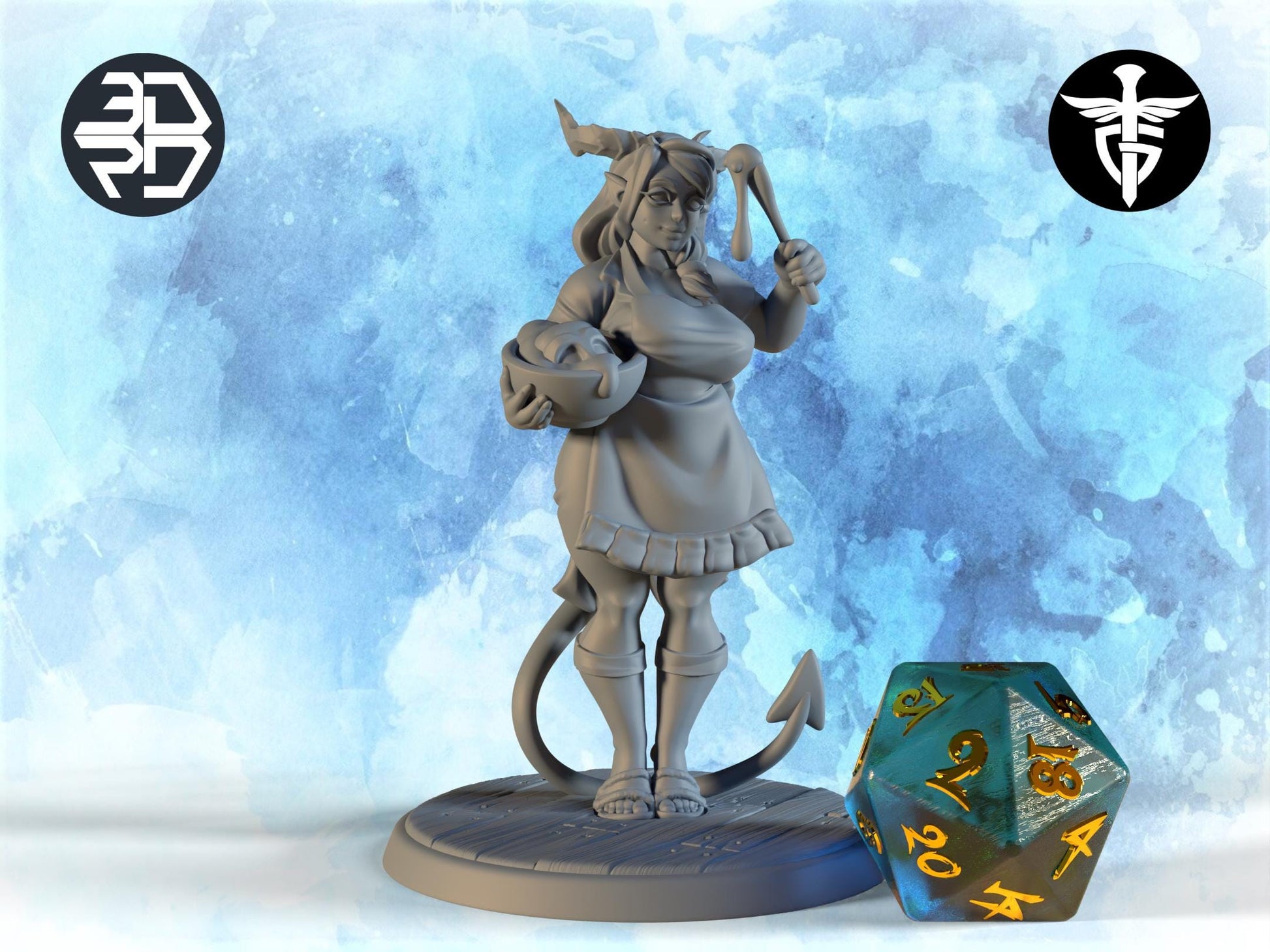 Succubus Mom Miniature | Twin Goddess Miniatures | Tabletop RPG Miniature | Roleplaying 3D Printed Fantasy Mini - 3DPrintDen