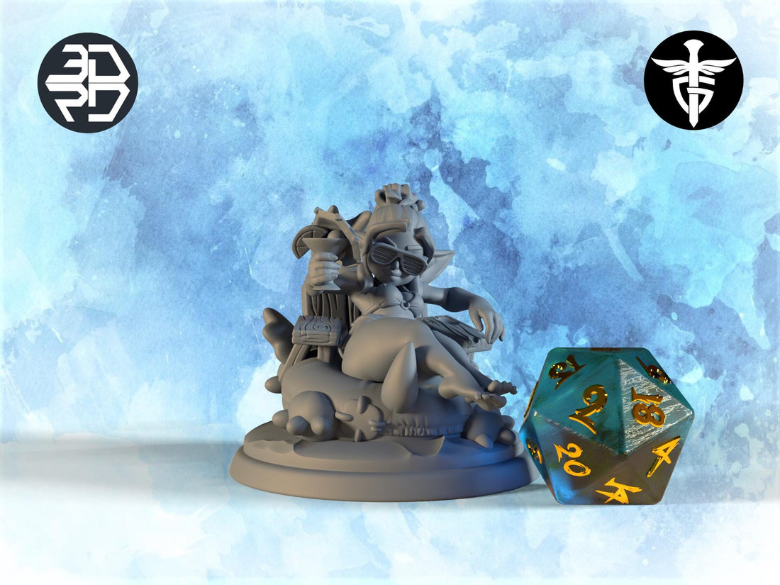 Female Goblin Beachgoer Miniature | Twin Goddess Miniatures | Tabletop RPG Miniature | Roleplaying 3D Printed Fantasy Mini - 3DPrintDen
