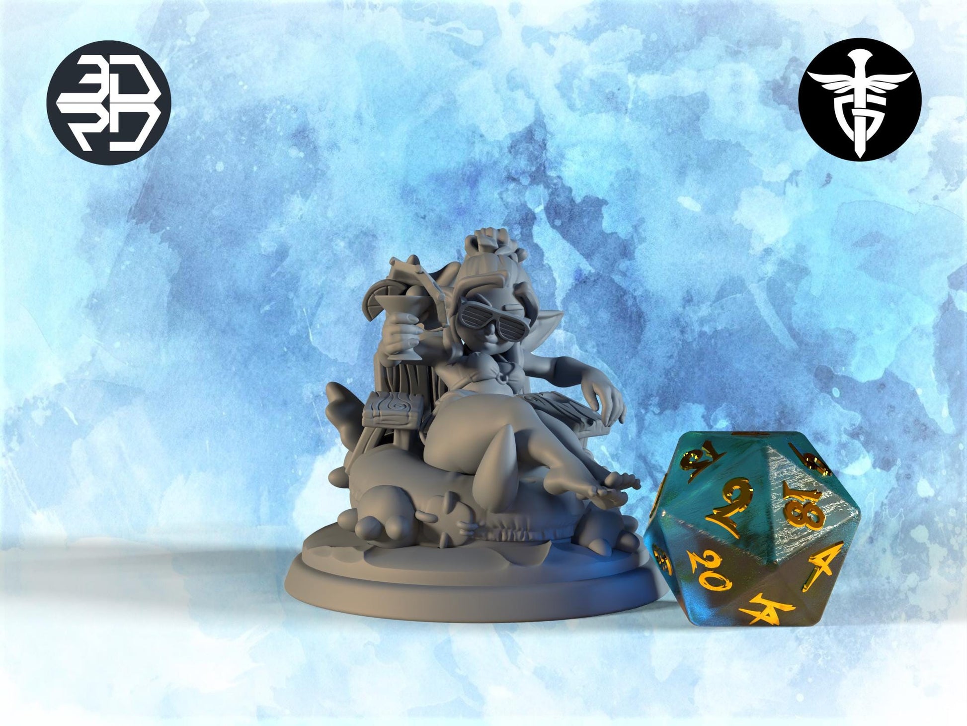 Female Goblin Beachgoer Miniature | Twin Goddess Miniatures | Tabletop RPG Miniature | Roleplaying 3D Printed Fantasy Mini - 3DPrintDen