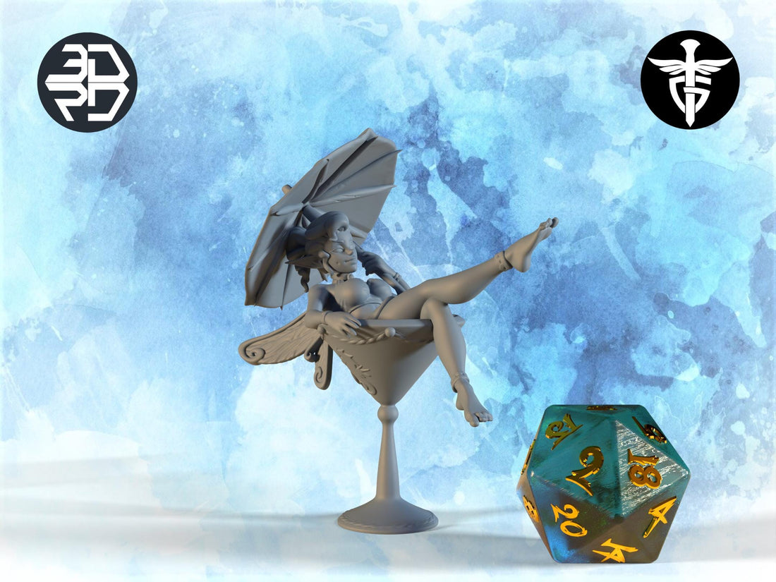Martini Fairy Miniature | Twin Goddess Miniatures | Tabletop RPG Miniature | Roleplaying 3D Printed Fantasy Mini - 3DPrintDen
