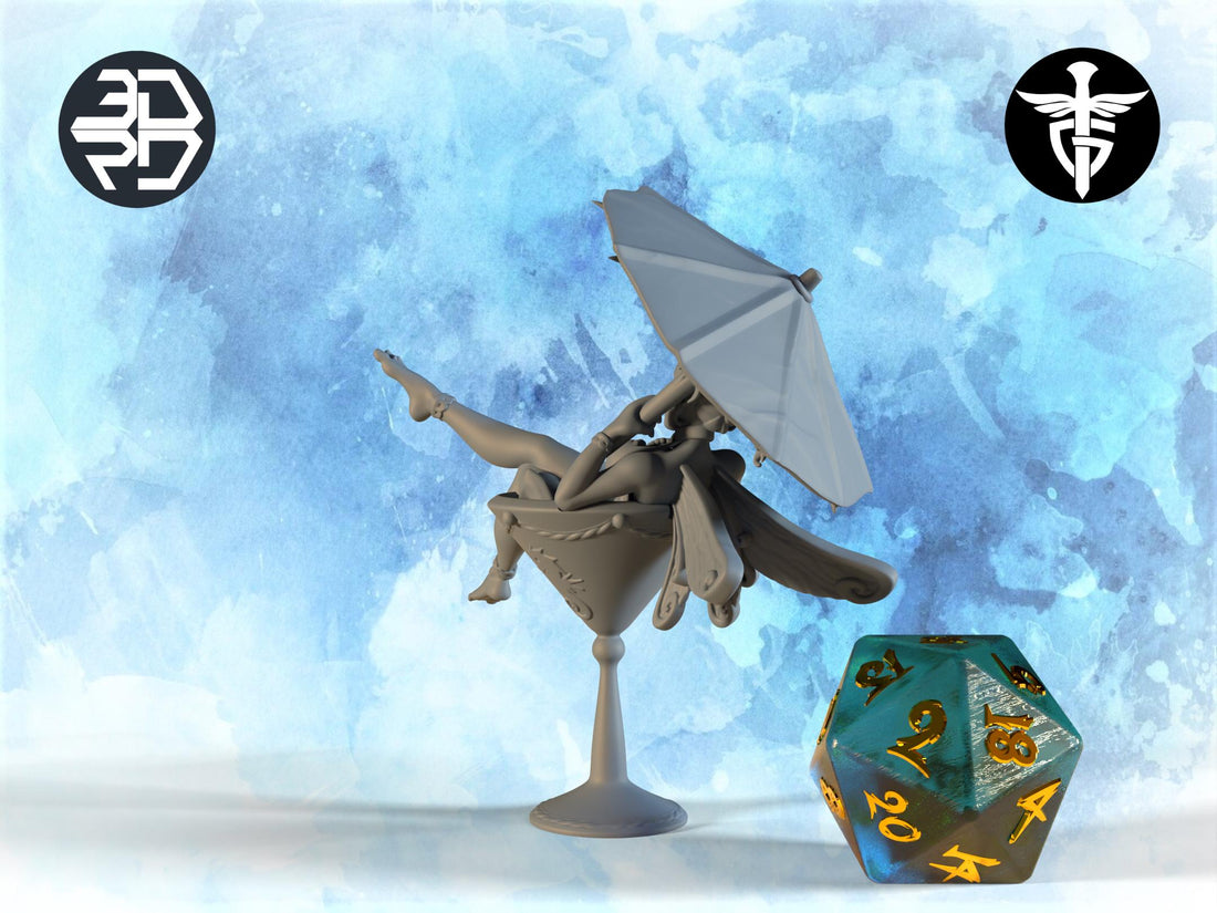 Martini Fairy Miniature | Twin Goddess Miniatures | Tabletop RPG Miniature | Roleplaying 3D Printed Fantasy Mini - 3DPrintDen