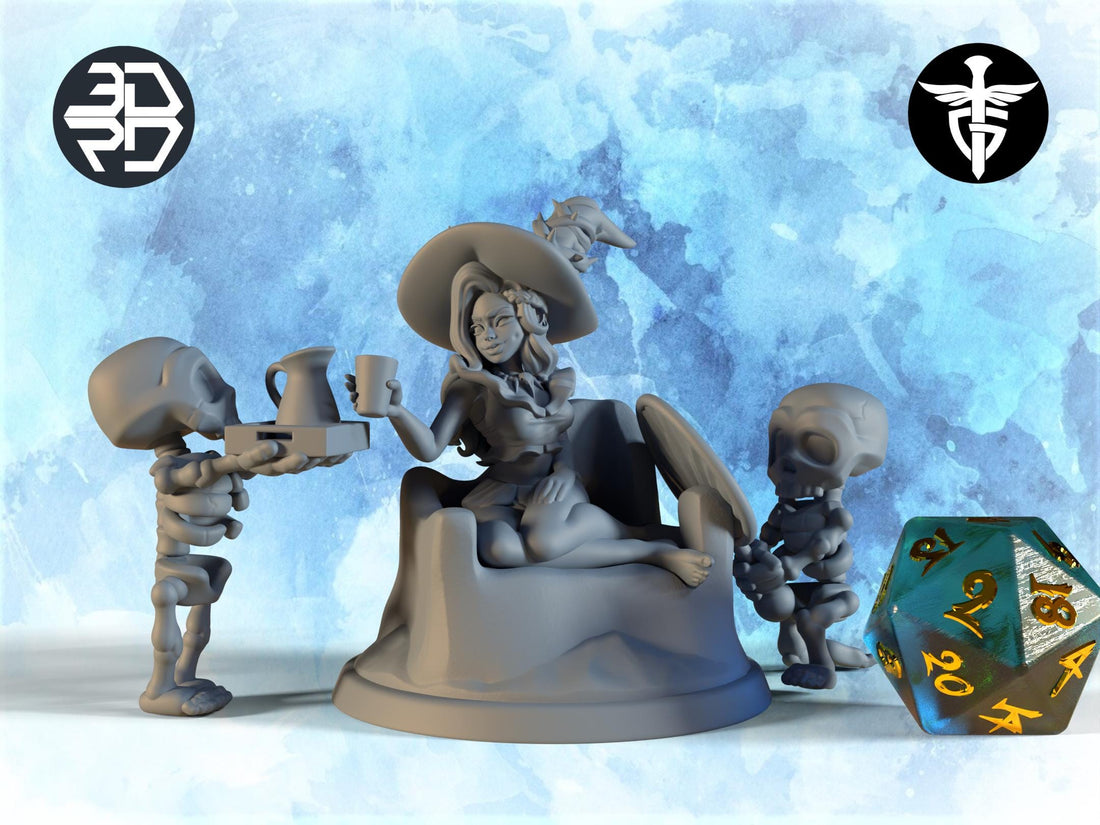 Necromancer Lounger Miniature | Twin Goddess Miniatures | Tabletop RPG Miniature | Roleplaying 3D Printed Fantasy Mini - 3DPrintDen
