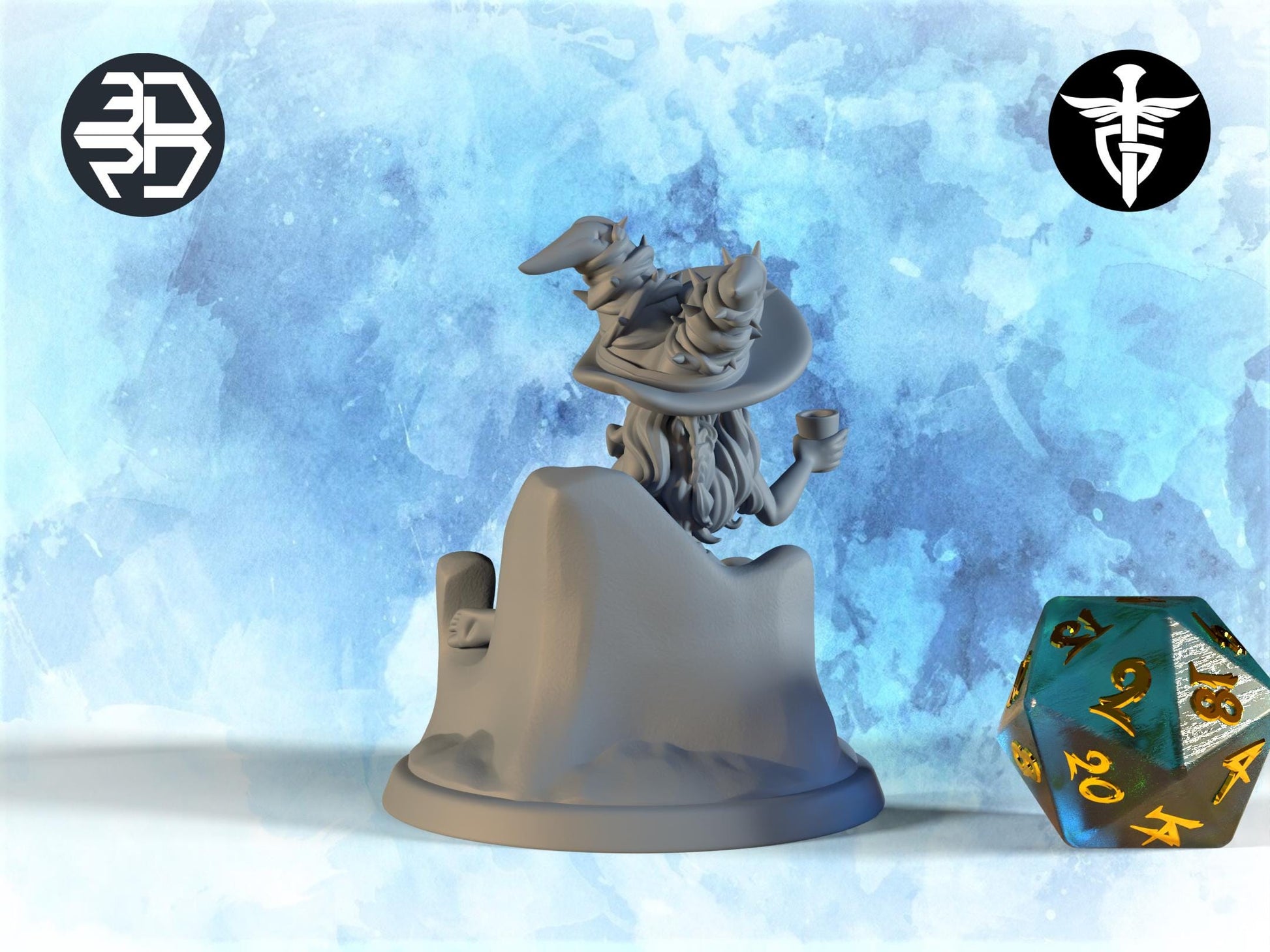 Necromancer Lounger Miniature | Twin Goddess Miniatures | Tabletop RPG Miniature | Roleplaying 3D Printed Fantasy Mini - 3DPrintDen