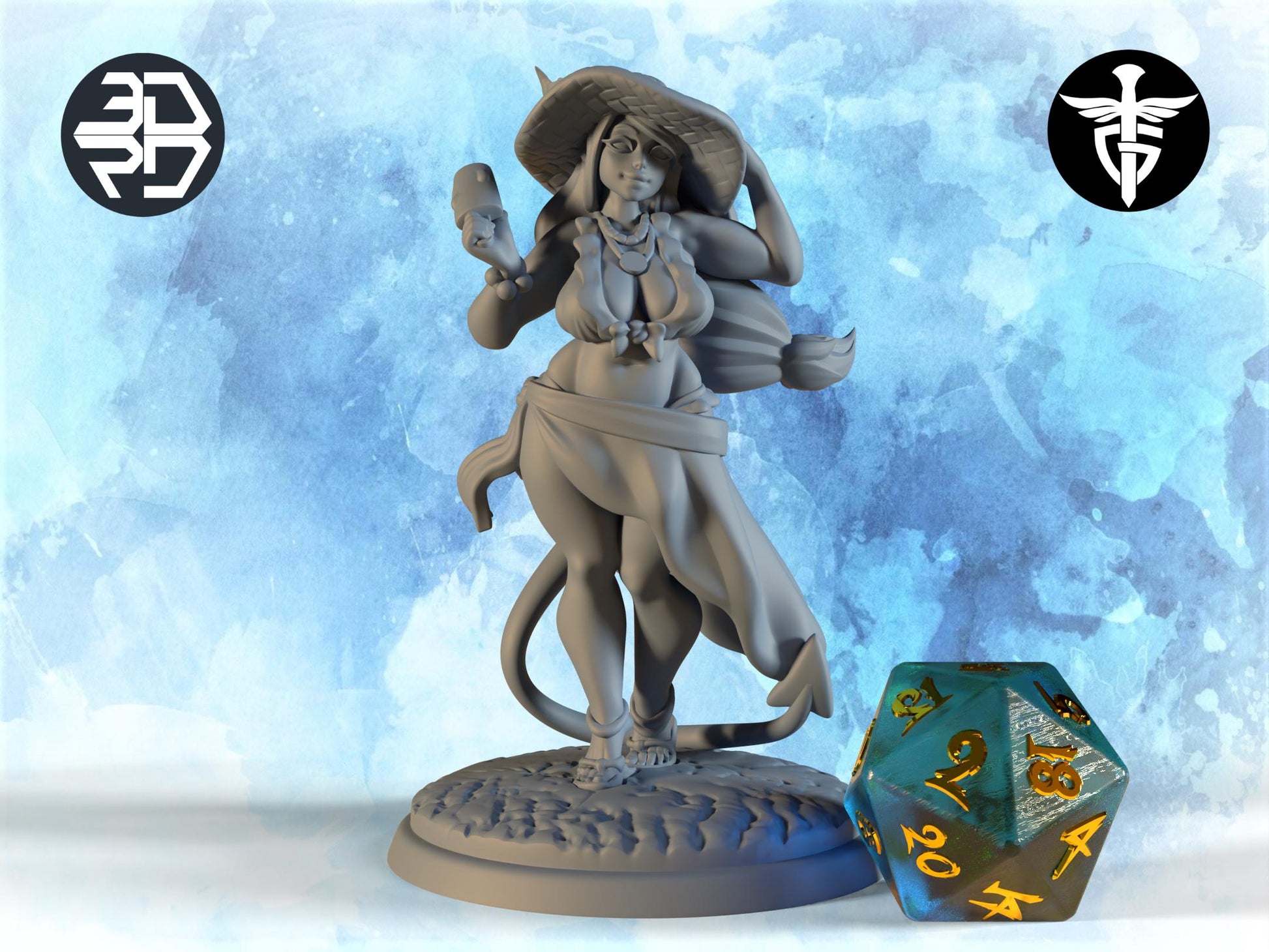 Succubus Beachgoer Miniature | Twin Goddess Miniatures | Tabletop RPG Miniature | Roleplaying 3D Printed Fantasy Mini - 3DPrintDen