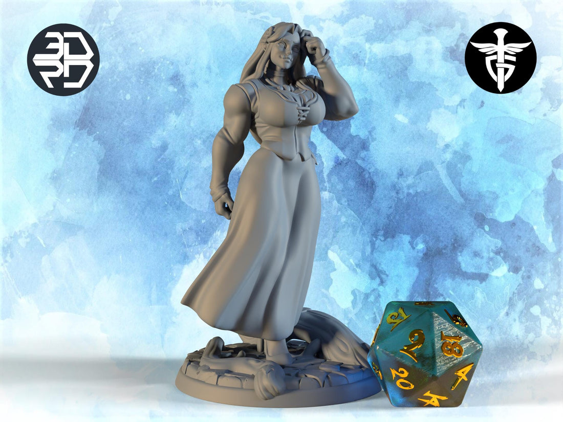 Female Orc Miniature, Fraeya | Twin Goddess Miniatures | Tabletop RPG Miniature | Roleplaying 3D Printed Fantasy Mini - 3DPrintDen