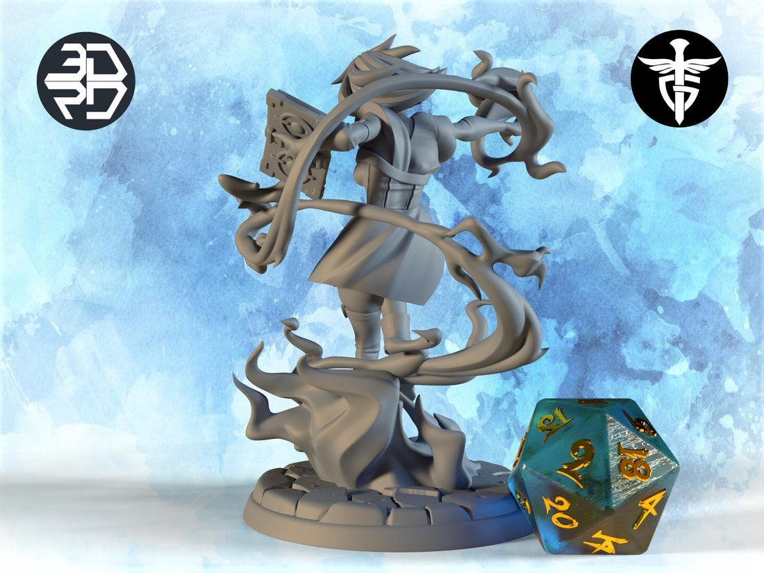 Female Genasi Miniature, Ellie | Twin Goddess Miniatures | Tabletop RPG Miniature | Roleplaying 3D Printed Fantasy Mini - 3DPrintDen
