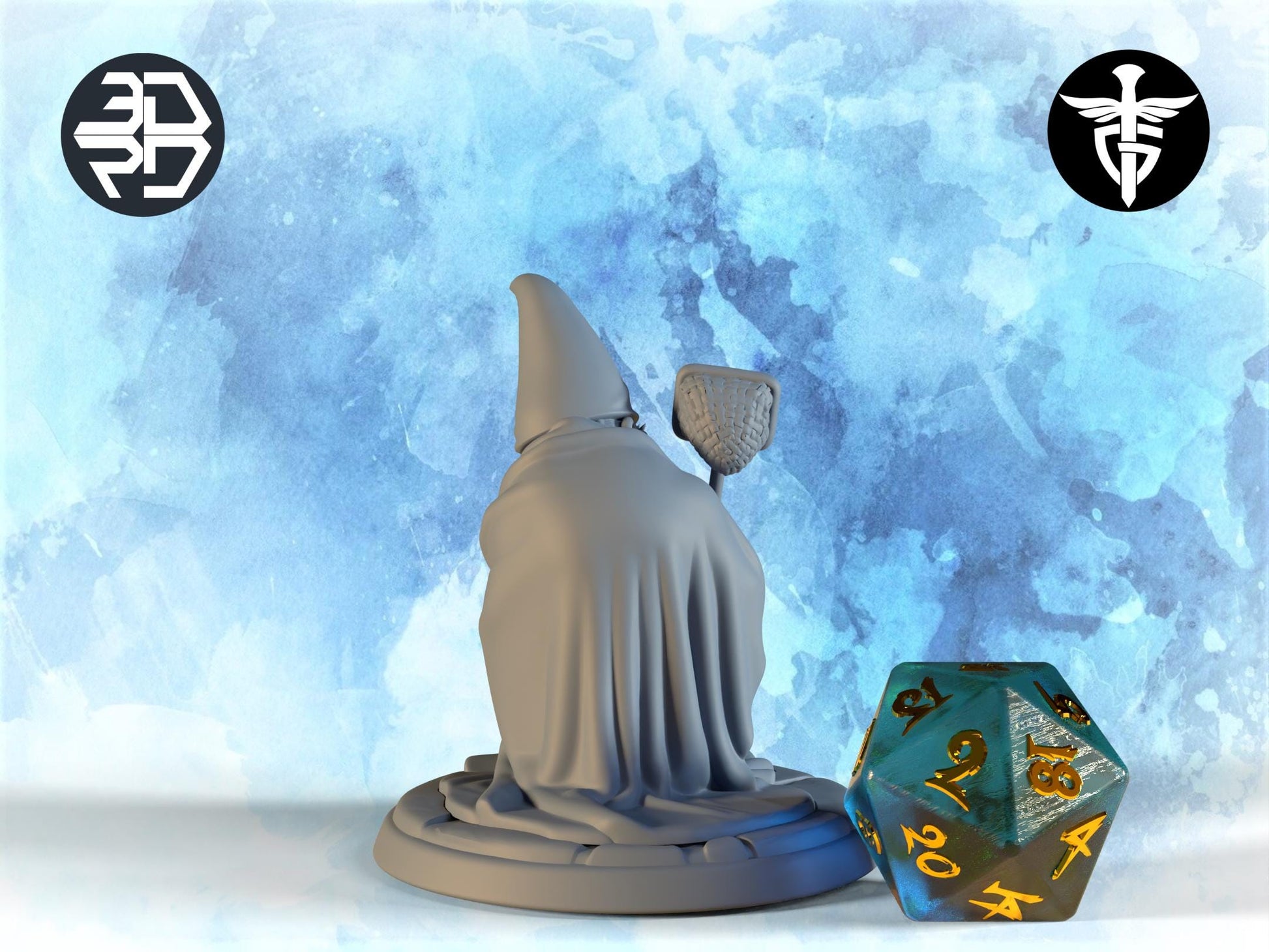 Tiny Mall Wizard Miniature | Twin Goddess Miniatures | Tabletop RPG Miniature | Roleplaying 3D Printed Fantasy Mini - 3DPrintDen