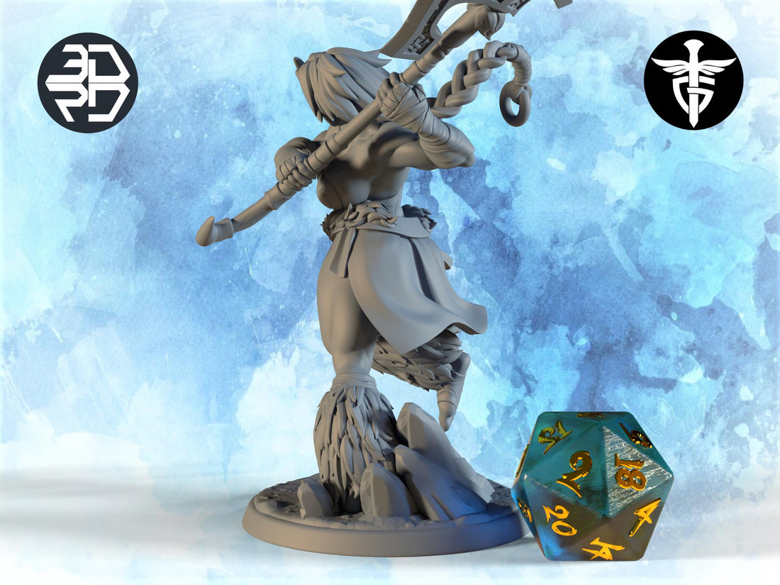 Female Barbarian Miniature, Millie | Twin Goddess Miniatures | Tabletop RPG Miniature | Roleplaying 3D Printed Fantasy Mini - 3DPrintDen