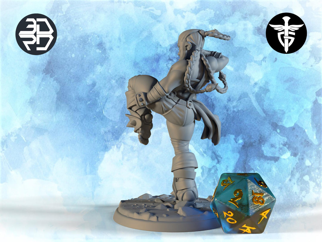 Female Firbolg Monk Miniature, Amber | Twin Goddess Miniatures | Tabletop RPG Miniature | Roleplaying 3D Printed Fantasy Mini - 3DPrintDen