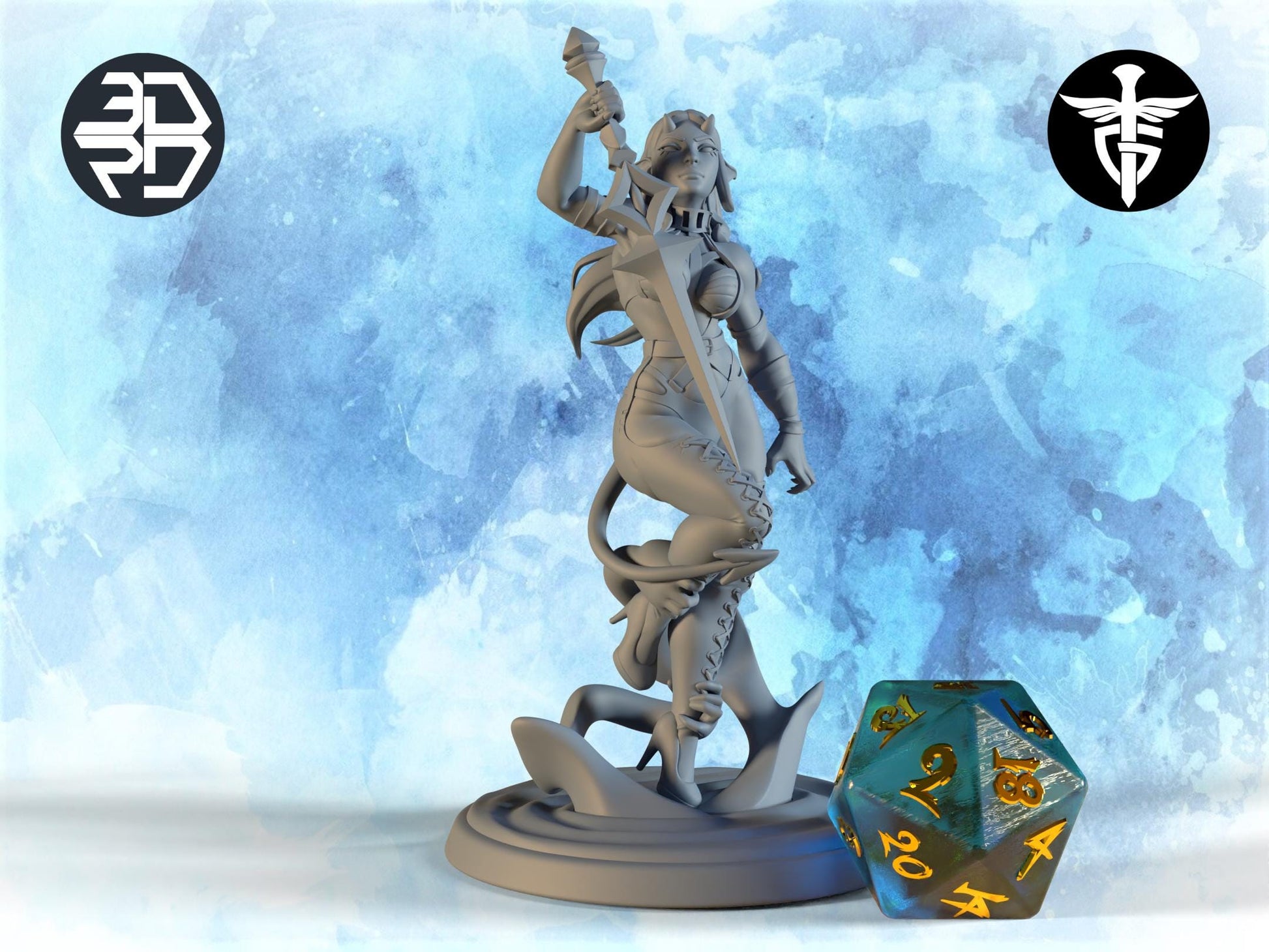 Female Drow Succubus Miniature, Nadya | Twin Goddess Miniatures | Tabletop RPG Miniature | Roleplaying 3D Printed Fantasy Mini - 3DPrintDen