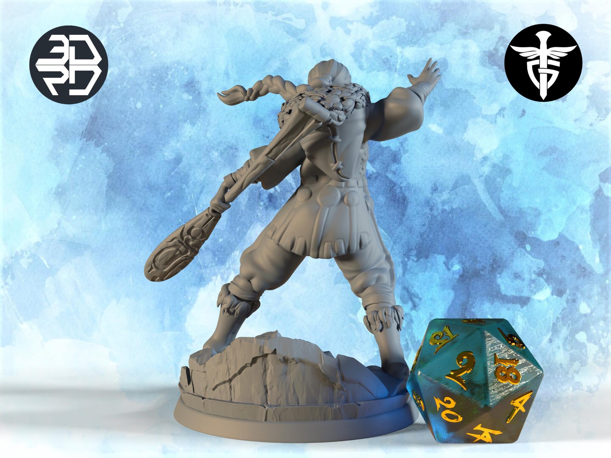 Female Wizard Miniature | Twin Goddess Miniatures | Tabletop RPG Miniature | Roleplaying 3D Printed Fantasy Mini - 3DPrintDen