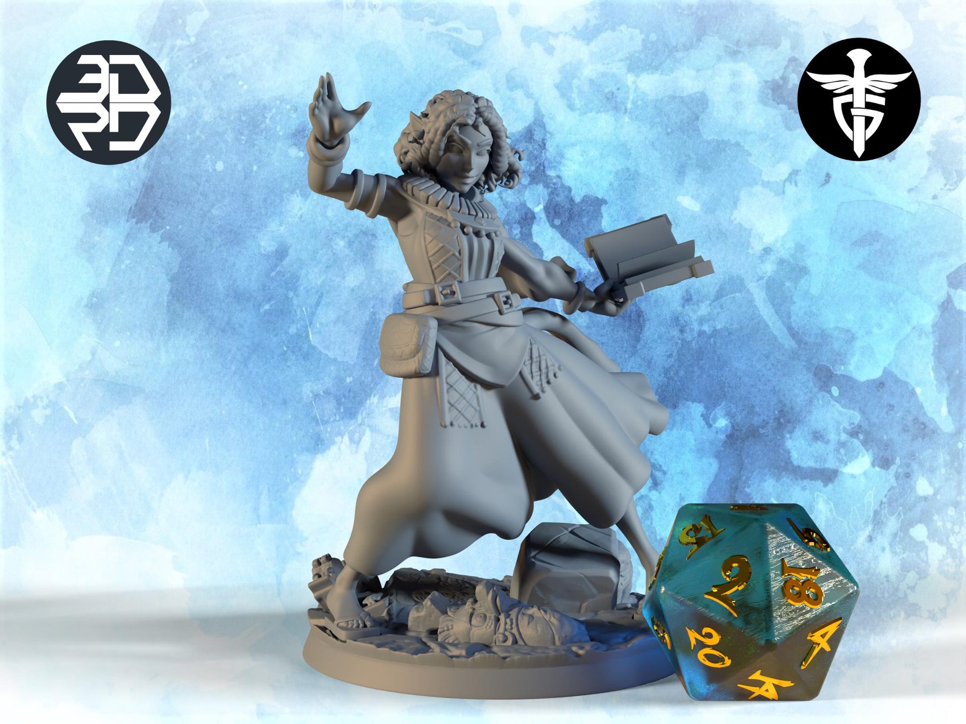 Female Wizard Miniature | Twin Goddess Miniatures | Tabletop RPG Miniature | Roleplaying 3D Printed Fantasy Mini - 3DPrintDen