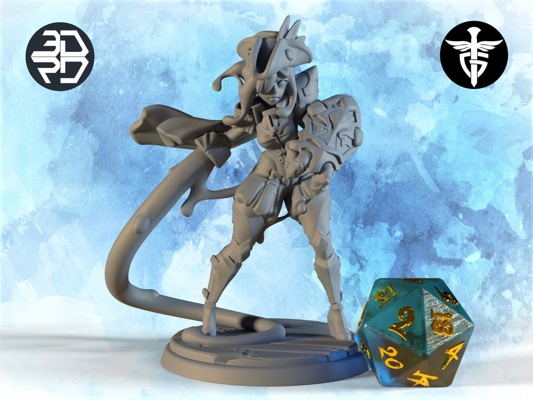 Slime Girl Fighter Miniature | Twin Goddess Miniatures | Tabletop RPG Miniature | Roleplaying 3D Printed Fantasy Mini - 3DPrintDen