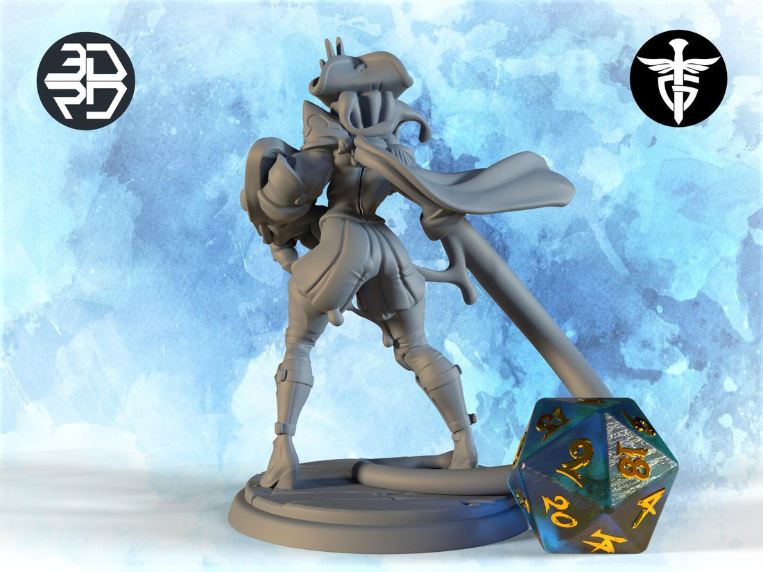 Slime Girl Fighter Miniature | Twin Goddess Miniatures | Tabletop RPG Miniature | Roleplaying 3D Printed Fantasy Mini - 3DPrintDen