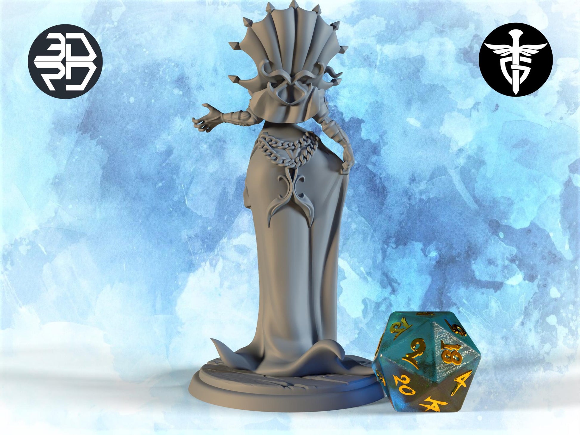 Female Illithid Miniature | Twin Goddess Miniatures | Tabletop RPG Miniature | Roleplaying 3D Printed Fantasy Mini - 3DPrintDen