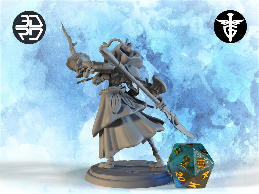 Insect Fighter Miniature | Twin Goddess Miniatures | Tabletop RPG Miniature | Roleplaying 3D Printed Fantasy Mini - 3DPrintDen