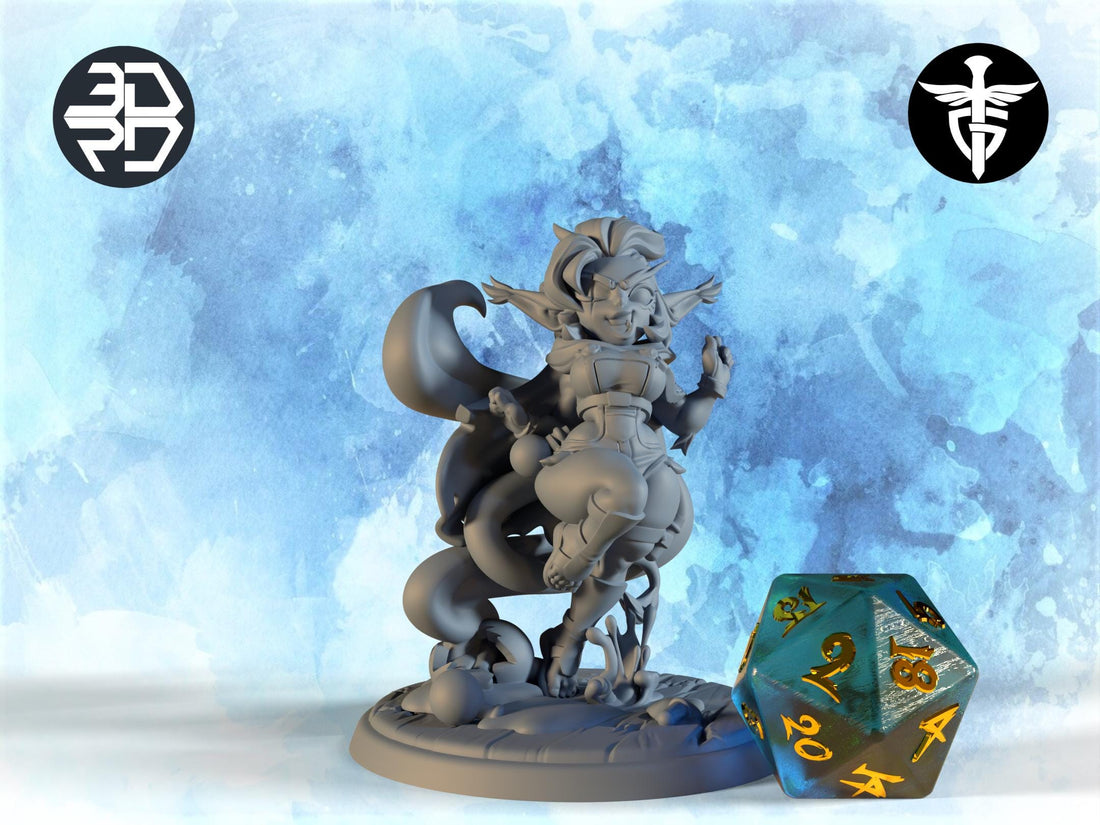 Female Goblin Alchemist Miniature, Goldie | Twin Goddess Miniatures | Tabletop RPG Miniature | Roleplaying 3D Printed Fantasy Mini - 3DPrintDen