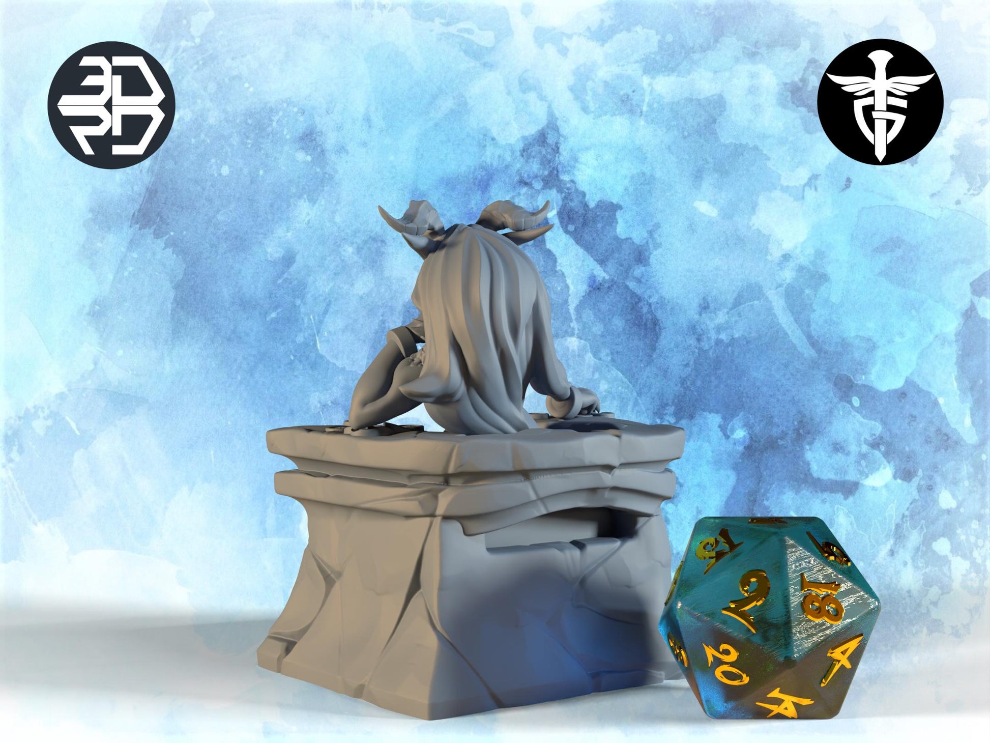 Dragon Lady Miniature | Twin Goddess Miniatures | Tabletop RPG Miniature | Roleplaying 3D Printed Fantasy Mini - 3DPrintDen