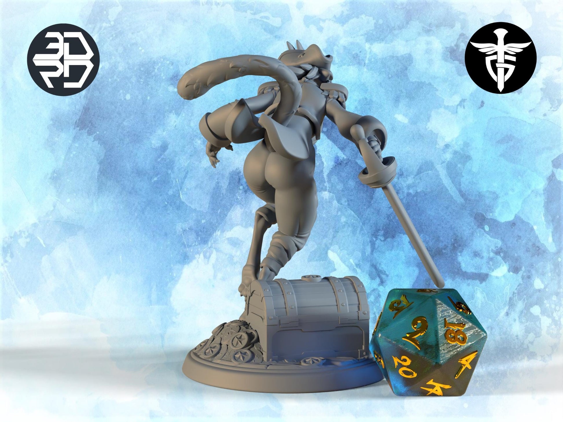 Female Tabaxi Miniature | Twin Goddess Miniatures | Tabletop RPG Miniature | Roleplaying 3D Printed Fantasy Mini - 3DPrintDen