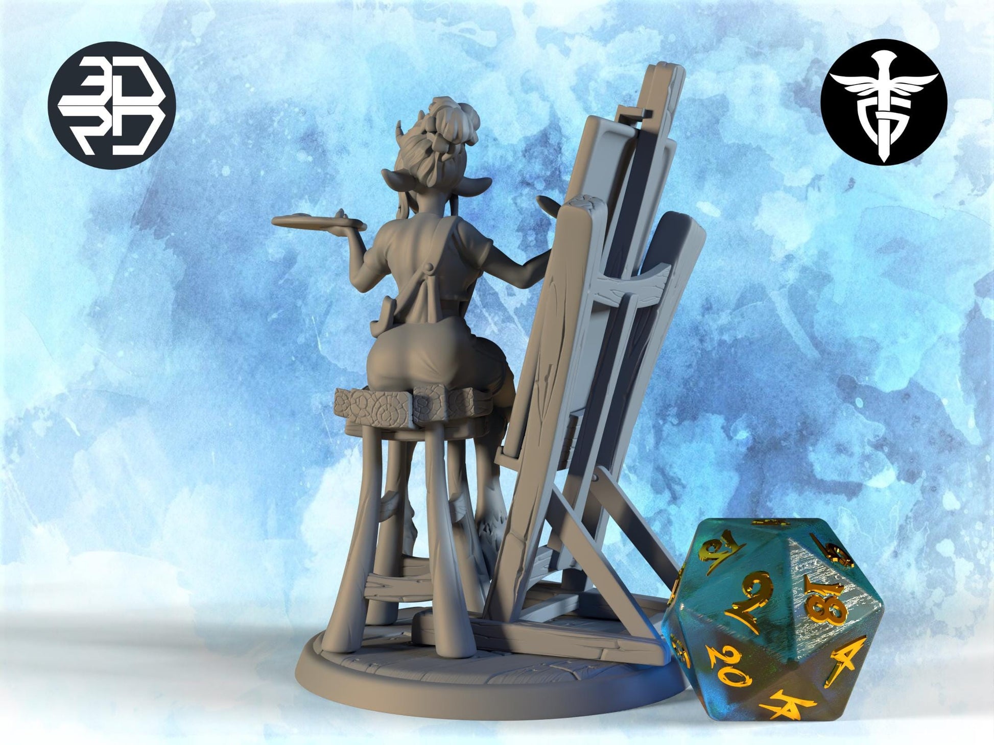 Satyr Artist Miniature | Twin Goddess Miniatures | Tabletop RPG Miniature | Roleplaying 3D Printed Fantasy Mini - 3DPrintDen