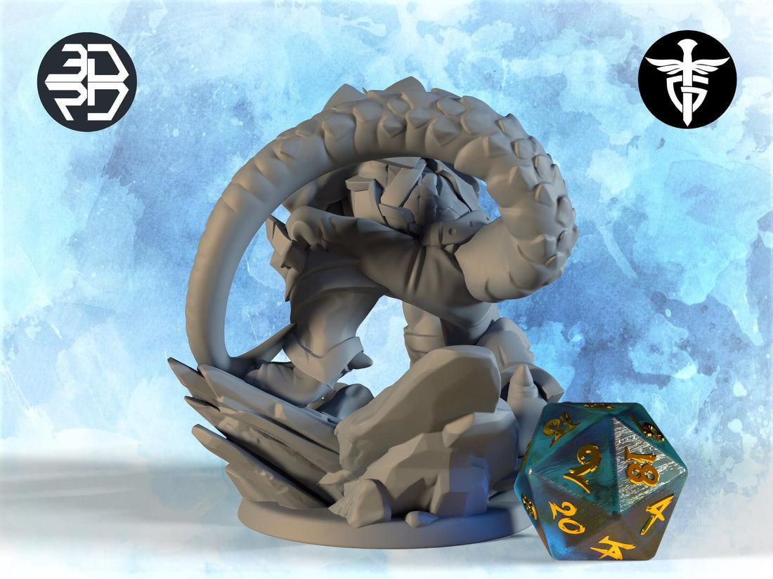Dragonman Miniature, Kreig | Twin Goddess Miniatures | Tabletop RPG Miniature | Roleplaying 3D Printed Fantasy Mini - 3DPrintDen
