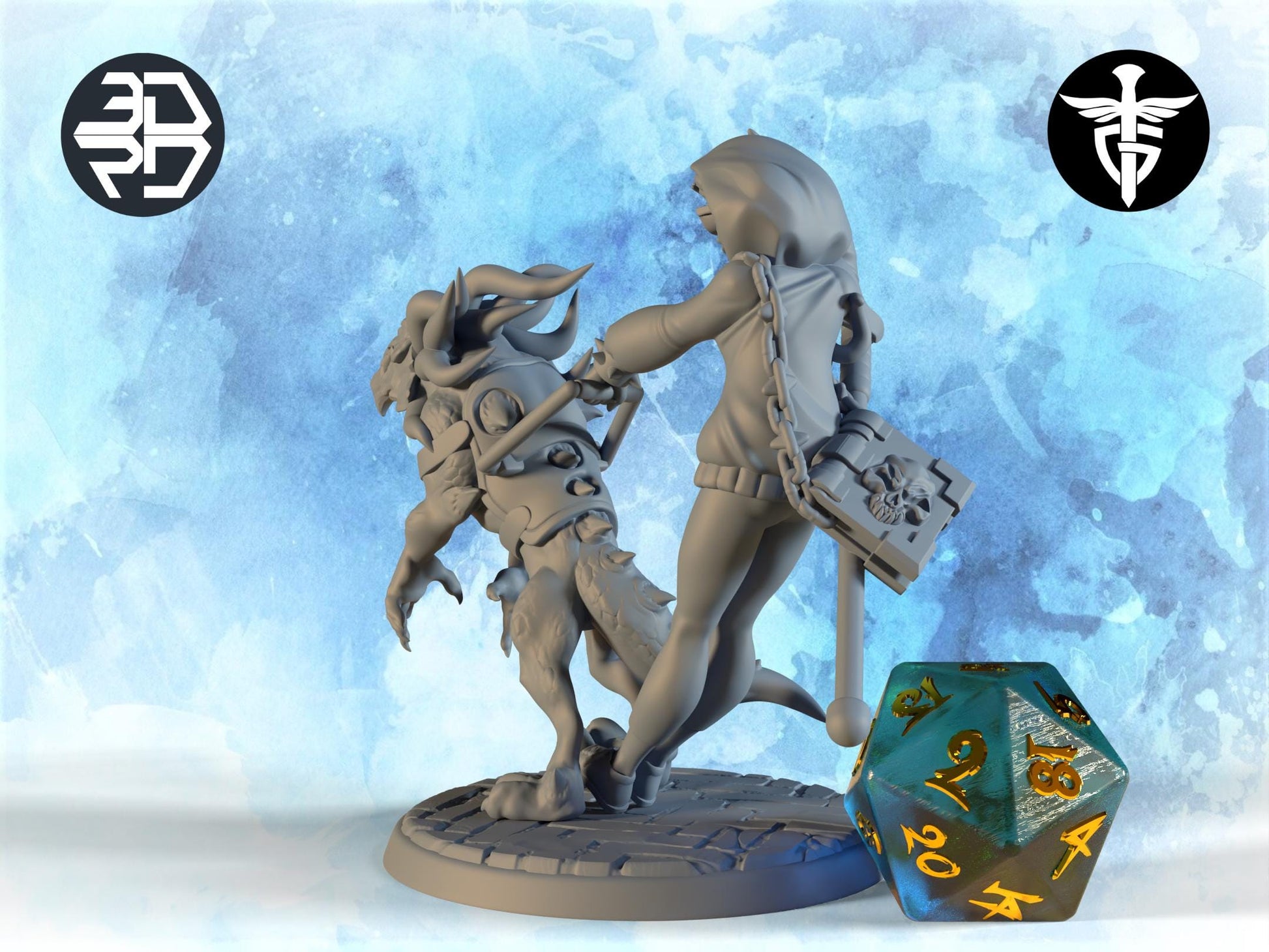 Blind Warlock Miniature, Kelsey | Twin Goddess Miniatures | Tabletop RPG Miniature | Roleplaying 3D Printed Fantasy Mini - 3DPrintDen