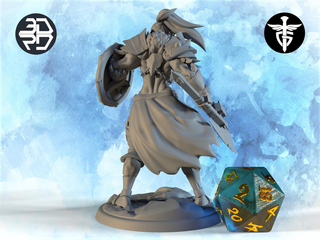 Female Orc Cleric Miniature | Twin Goddess Miniatures | Tabletop RPG Miniature | Roleplaying 3D Printed Fantasy Mini - 3DPrintDen