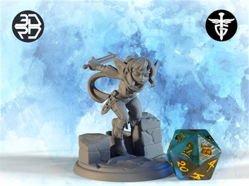 Female Goblin Rogue Miniature, Amanita | Twin Goddess Miniatures | Tabletop RPG Miniature | Roleplaying 3D Printed Fantasy Mini - 3DPrintDen