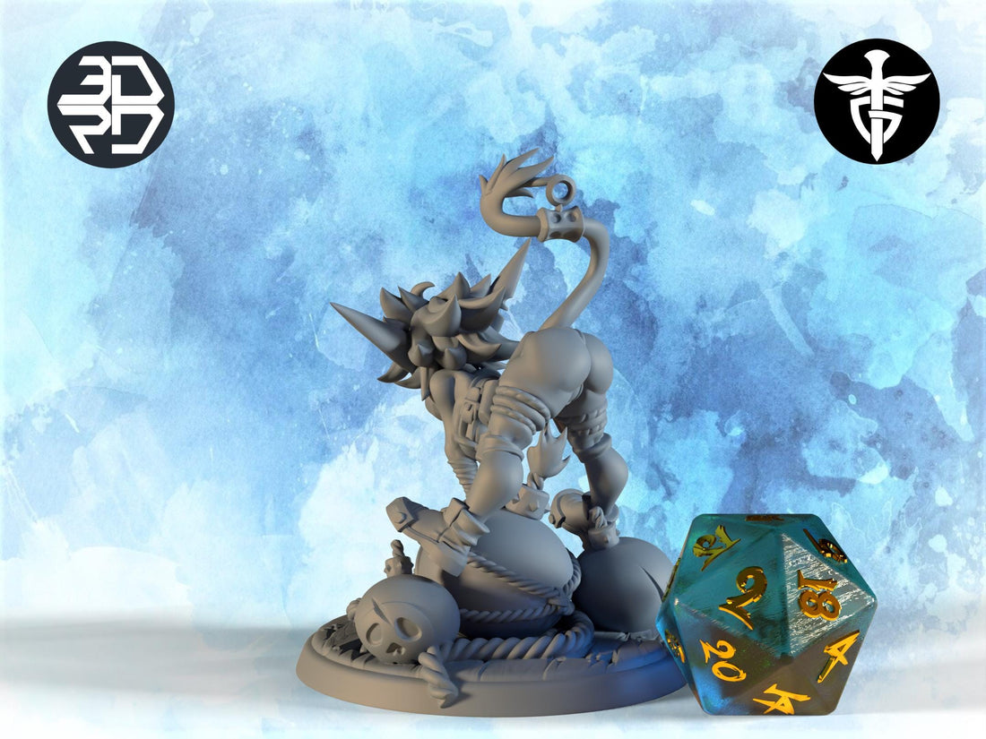 Female Goblin Bomber Miniature | Twin Goddess Miniatures | Tabletop RPG Miniature | Roleplaying 3D Printed Fantasy Mini - 3DPrintDen