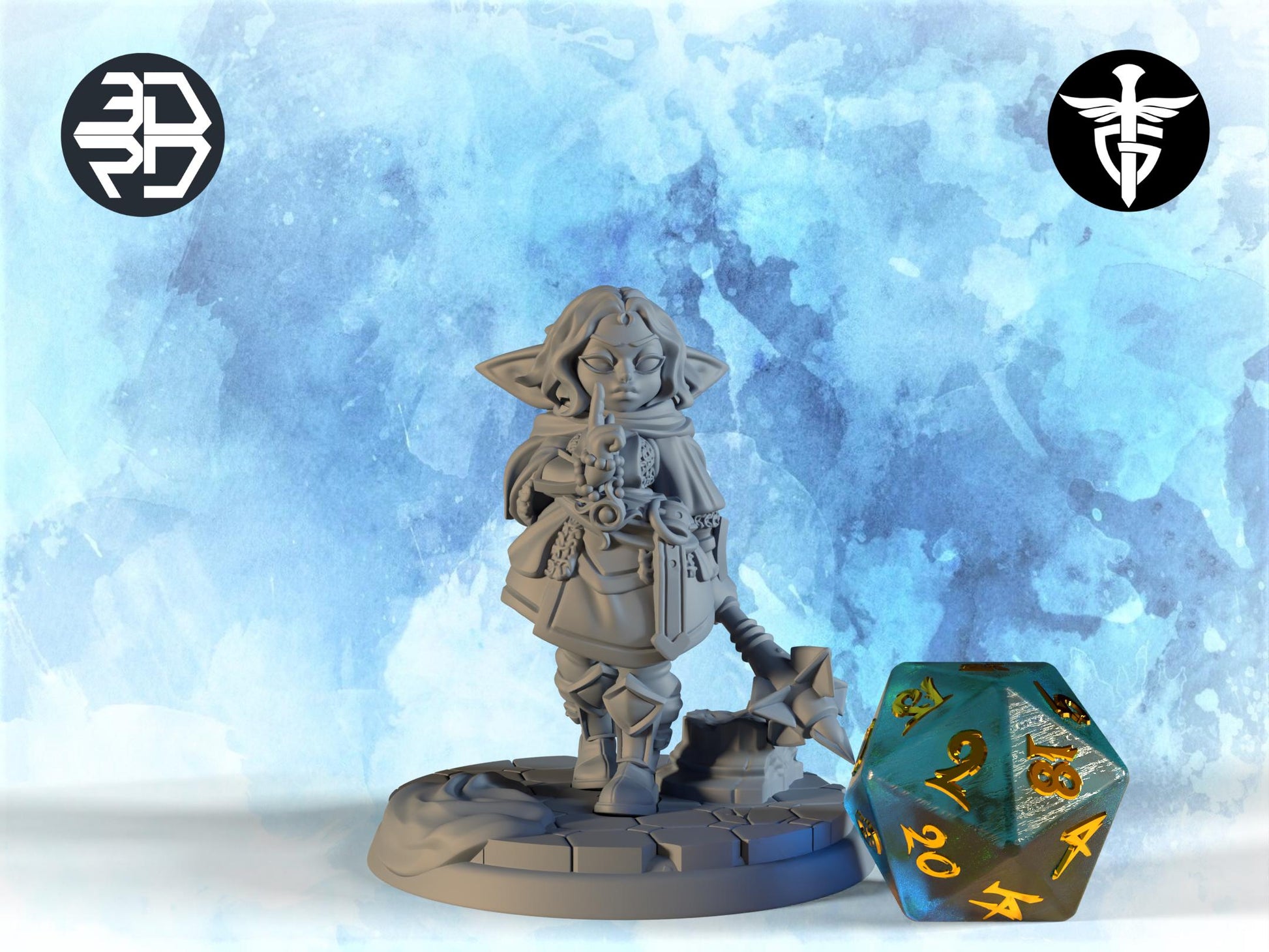 Female Goblin Cleric Miniature, Holly | Twin Goddess Miniatures | Tabletop RPG Miniature | Roleplaying 3D Printed Fantasy Mini - 3DPrintDen
