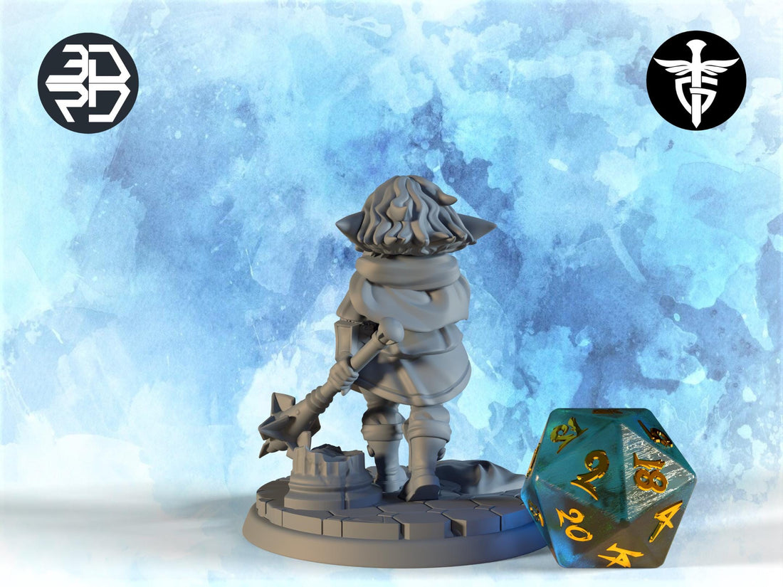 Female Goblin Cleric Miniature, Holly | Twin Goddess Miniatures | Tabletop RPG Miniature | Roleplaying 3D Printed Fantasy Mini - 3DPrintDen