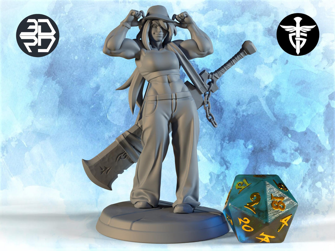 Female Goliath Breakdancer Miniature, Kit | Twin Goddess Miniatures | Tabletop RPG Miniature | Roleplaying 3D Printed Fantasy Mini - 3DPrintDen
