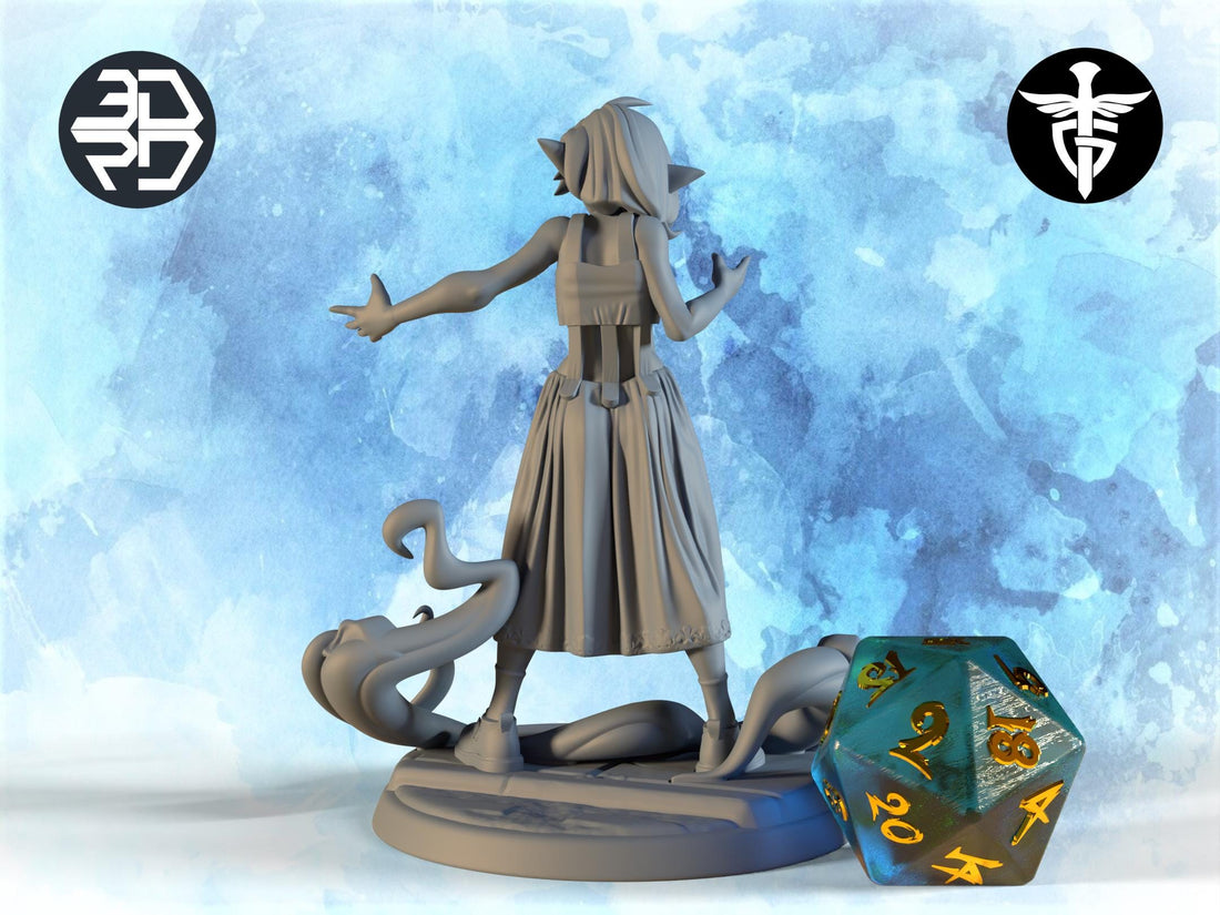 Female Goth Elf Hexxer Miniature, Nel | Twin Goddess Miniatures | Tabletop RPG Miniature | Roleplaying 3D Printed Fantasy Mini - 3DPrintDen