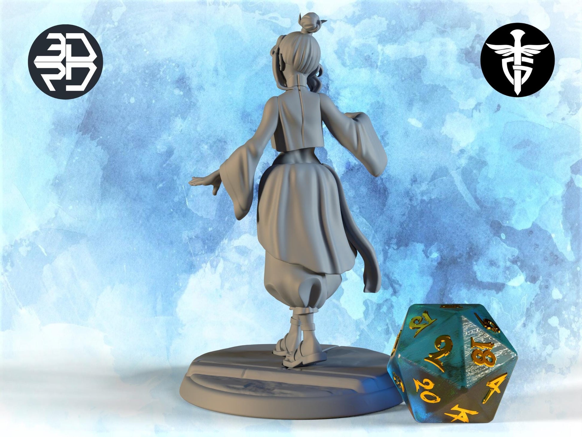 Female Yoga Snake Master Miniature, Saan | Twin Goddess Miniatures | Tabletop RPG Miniature | Roleplaying 3D Printed Fantasy Mini - 3DPrintDen