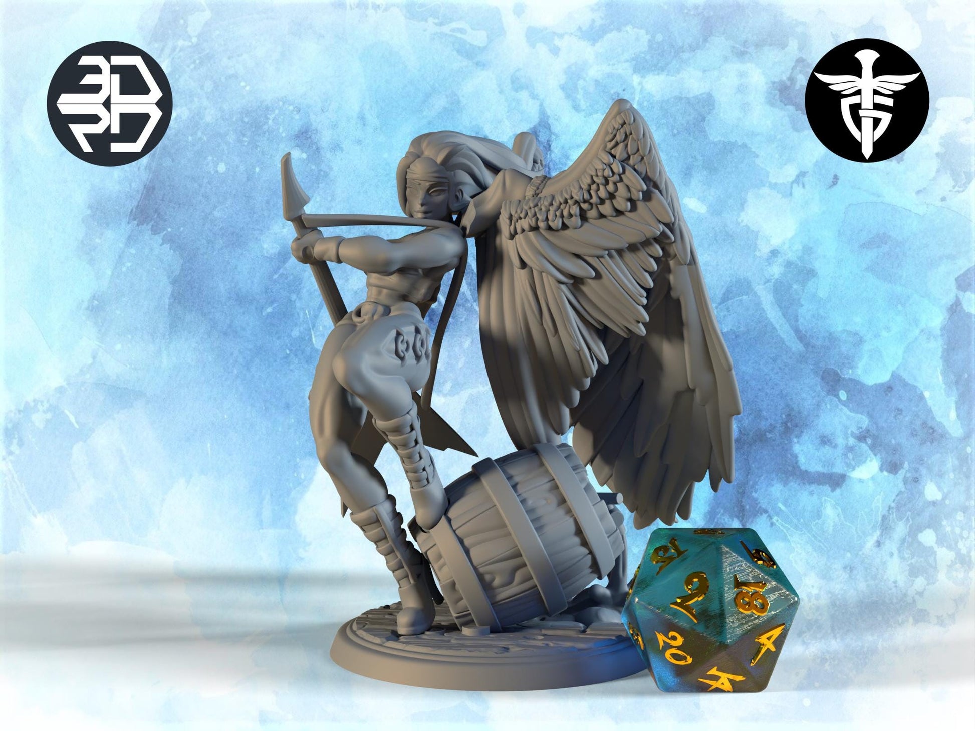 Aasimar Paladin | Twin Goddess Miniatures | Tabletop RPG Miniature | Roleplaying 3D Printed Fantasy Mini - 3DPrintDen